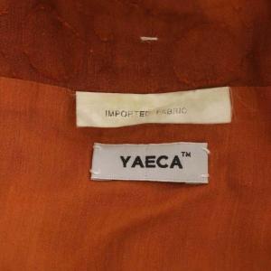 YAECA コットン カシュクール ワンピース ガウン ロング 長袖 M オレンジブラウン