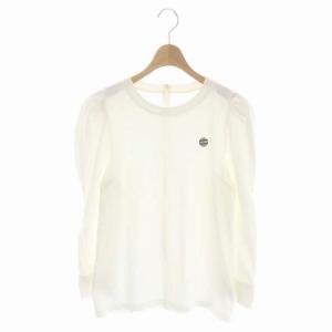 パフスリーブカットソー 八分袖 プルオーバー 38 白 ホワイト