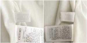 CELFORD ボウタイAラインワンピース ミモレ丈 ロング 七分袖 38 ライトグレー