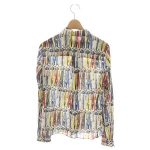 alice + olivia シルク 総柄 シャツ 長袖 シアー XS マルチカラー
