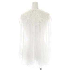 Diagram GRACE CONTINENTAL 23SS サッカーシャツ ブラウス ノースリーブ フレア ハイネック シアー ストライプ 36 白 ホワイト