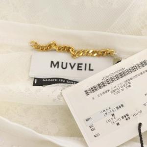 MUVEIL 衿ぐりビジューTシャツ カットソー 半袖 レース 40 オフホワイト MA62UTS007