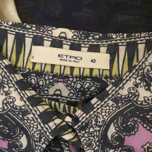 ETRO 総柄シルクシャツ シアー 長袖 前開き 42 マルチカラー