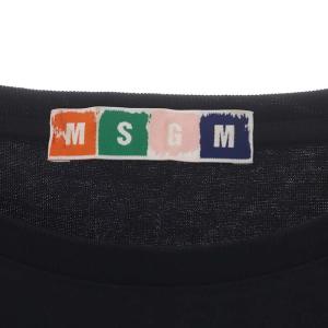MSGM ロゴプリントTシャツ カットソー 半袖 L 黒 ブラック 黄色 イエロー