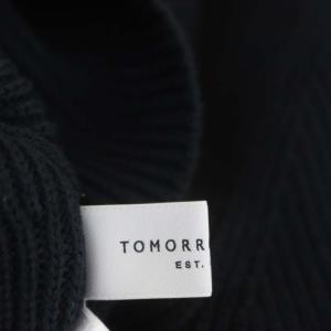 TOMORROWLAND パール装飾コットンニット セーター 長袖 モックネック S 紺 ネイビー