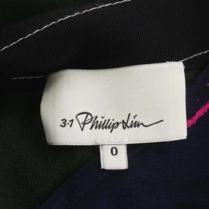 3.1 phillip lim 切替ジャガードブラウス 長袖 プルオーバー フリンジ バックリボン 0 マルチカラー