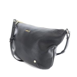 FURLA ゴールドボタン付きクロスボディーショルダーバッグ レザー 黒 ブラック