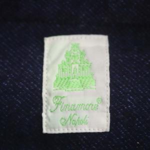 Finamore ホリゾンタルカラー コットン シャツ 長袖 15/38 紺 ネイビー