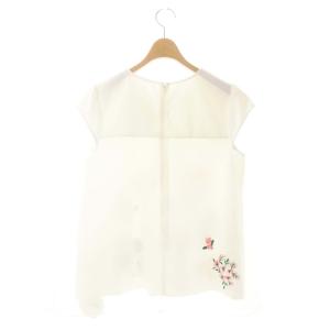 Chesty フラワー刺繍 トップス キャップスリーブ カットソー シースルー フレア 1 白 ホワイト マルチカラー