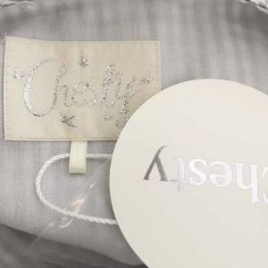 Chesty 23SS すずらん刺繍ワンピース ロング 半袖 ギンガムチェック 1 グレー オフホワイト