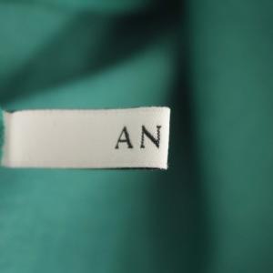 ANAYI 22SS リネン調オックスフリル袖ワンピース ロング キーネック フレンチスリーブ 36 緑 グリーン