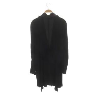 ISSEY MIYAKE FETE プリーツ配色ステッチコート ジャケット ミドル丈 薄手 3 ブラック