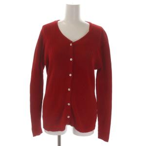 アンサンブル ニット 二点セット カーディガン カットソー 長袖 半袖 Vネック リブ L 赤 レッド