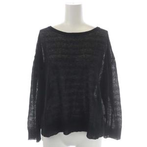 TRINELLA ニット カットソー リネン ボーダー シアー 長袖 オーバーサイズ S 黒 ブラック