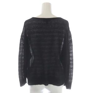 Theory TRINELLA ニット カットソー リネン ボーダー シアー 長袖 オーバーサイズ S 黒 ブラック