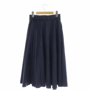 UNITED ARROWS タックフレアスカート ロング 36 紺 ネイビー