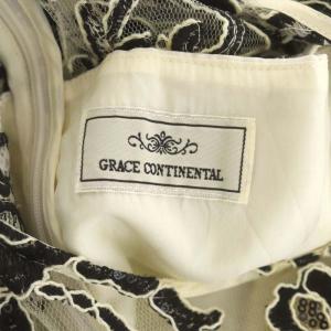 GRACE CONTINENTAL チュールフラワーワンピース 膝丈 ノースリーブ スパンコール 刺繍 38 オフホワイト 黒 ブラック