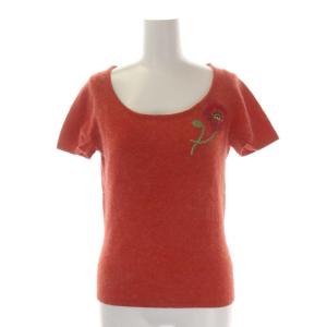 KEITA MARUYAMA 刺繍アンサンブル 二点セット カーディガン ニット セーター 長袖 半袖 花柄 ウール アンゴラ 1 オレンジ マルチカラー