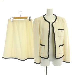 M'S GRACY スーツ セットアップ 上下 ノーカラージャケット スカート Aライン ひざ丈 40 アイボリー