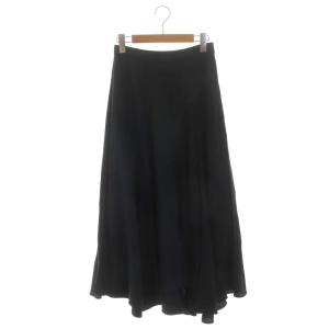 21AW イレギュラーフレアスカート ロング ツイル 切替 サテン 36 黒 ブラック