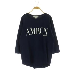 AMERICANA L'Appartement別注 ロゴ カットソー Tシャツ 長袖 コットン 紺 白 ネイビー ホワイト