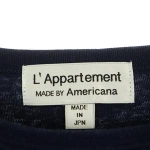 AMERICANA L'Appartement別注 ロゴ カットソー Tシャツ 長袖 コットン 紺 白 ネイビー ホワイト