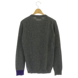 N°21 ロゴ ニット セーター 長袖 クルーネック カシミヤ グレー 紫 パープル