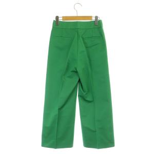 Drawer グログランワイドクロップドパンツ センタープレス ジッパーフライ コットン混 34 緑 グリーン