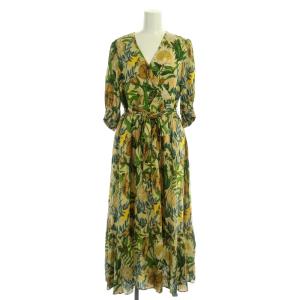 22AW オリエンタルフラワープリントワンピース リボンベルト 36 マルチカラー