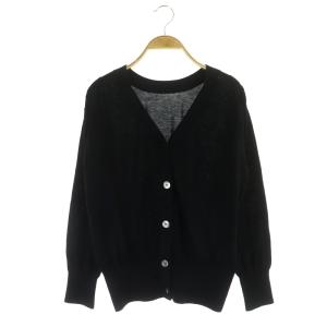 Spick&Span ICECOTTON Vカーディガン ニット 長袖 薄手 コットン F 黒 ブラック