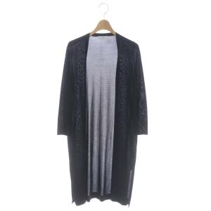アセテートポリエステルロングカーディガン 長袖 シアー 38 濃紺 ダークネイビー
