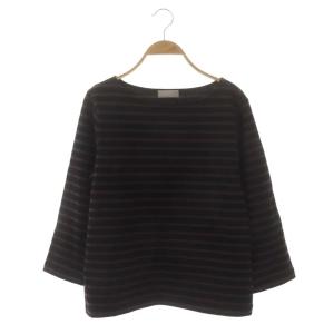 カットソー ボーダー 七分袖 2 茶 黒 ブラウン ブラック