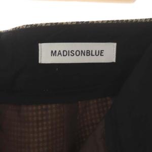 MADISONBLUE ウール千鳥格子フレアパンツ センタープレス ジッパーフライ S ベージュ カーキ 黒