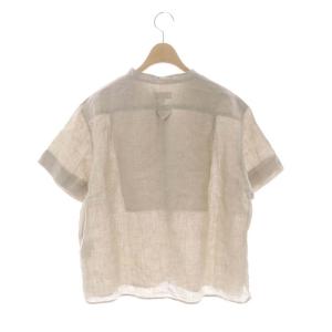 MARGARET HOWELL リネンバンドカラーシャツ ブラウス 半袖 1 ベージュ