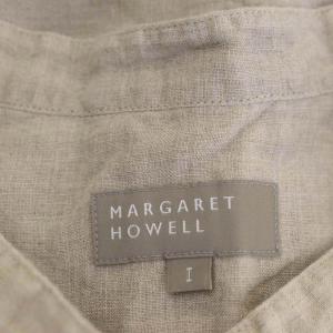 MARGARET HOWELL リネンバンドカラーシャツ ブラウス 半袖 1 ベージュ