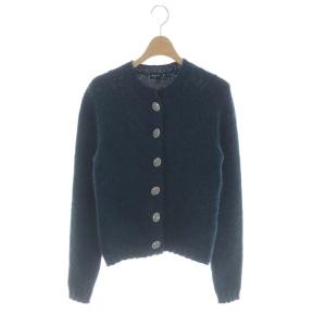 モヘヤ ウール カーディガン ニット 長袖 1 青緑 ブルーグリーン