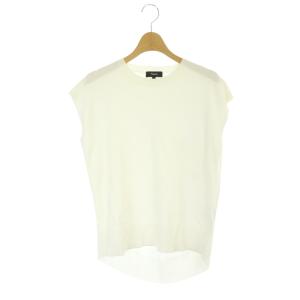 22SS COMPACT CREPE COCCON PO ニット カットソー プルオーバー フレンチスリーブ S 白 ホワイト