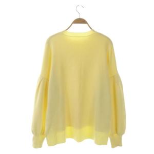 ADORE 22AW ソフトストレッチタック入りボリュームスリーブ ニット セーター 長袖 サイドスリット 38 黄色 イエロー