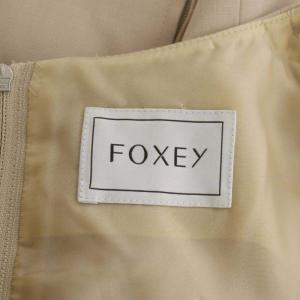 FOXEY Dropped Waist Pintuck Dress ワンピース ノースリーブ 38 ベージュ