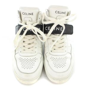 CELINE RM0721 22SSベロクロハイカットスニーカー レザー ロゴ 38 ホワイト