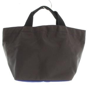 ナイロン 舟型トートM ハンドバッグ バイカラー 茶色 ブラウン 青 ブルー 1027N