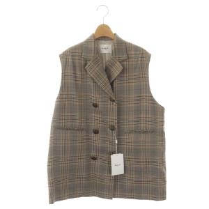 21AW METALLIC BUTTON TAILORED VEST ベスト チェック 前開き F ベージュ 赤 黒