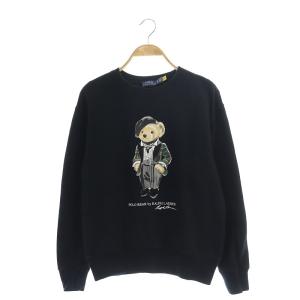 ベアスウェット カットソー 長袖 裏起毛 XS 黒 ブラック マルチカラー