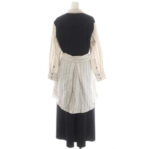 ADORE シルクストライプワンピース 長袖 ロング マキシ 36 ベージュ 黒 ブラック