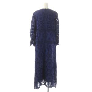 Diagram GRACE CONTINENTAL 23SS カットワークシフォンワンピース ロング 刺繍 八分袖 38 ブルー
