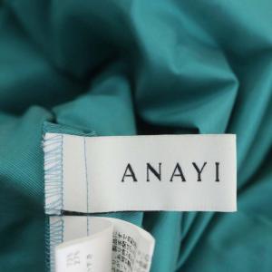 ANAYI 22SS タフタストレッチフリル ワンピース ノースリーブ バンドカラー ロング ミモレ 36 緑 グリーン