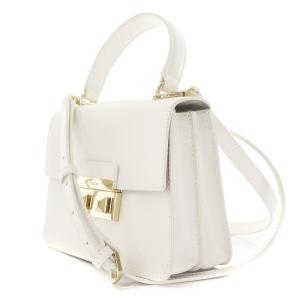 FURLA BELLA ベラ ハンドバッグ ショルダーバッグ 2WAY レザー スクエア ロゴ 白 ホワイト
