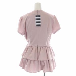 BORDERS at BALCONY 23SS TASSEL PEPLUM TOP カットソー 半袖 カシュクール調 フリル 36 ピンク