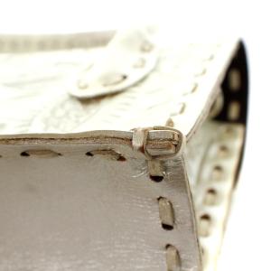 CARVING TRIBES ミニマエストラ ハンドバッグ レザー カッティング シルバー色