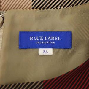 BLUE LABEL CRESTBRIDGE チェック ノースリーブワンピース 膝丈 36 赤 マルチカラー
